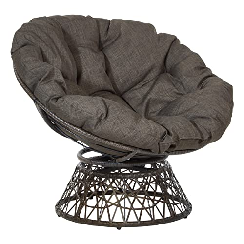 Wicker Papasan Chair with 360° Swivel, Brown