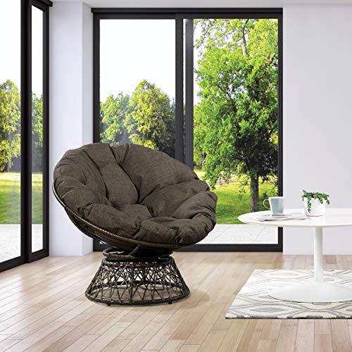 Wicker Papasan Chair with 360° Swivel, Brown
