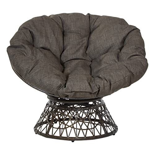 Wicker Papasan Chair with 360° Swivel, Brown
