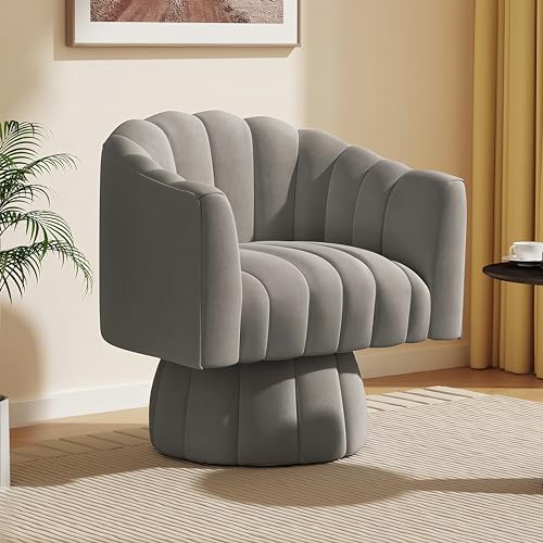 Mid-Century Modern Swivel Accent Chair in Grey
