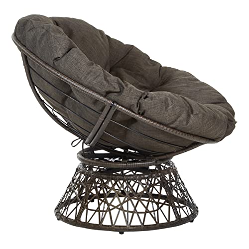 Wicker Papasan Chair with 360° Swivel, Brown