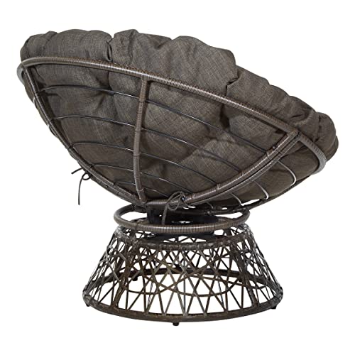 Wicker Papasan Chair with 360° Swivel, Brown