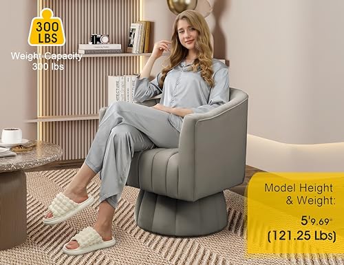 Mid-Century Modern Swivel Accent Chair in Grey