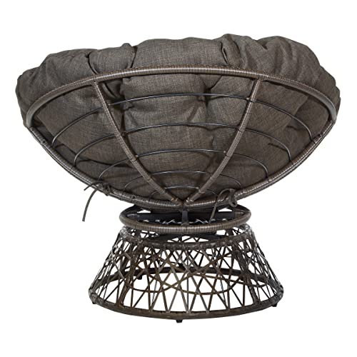 Wicker Papasan Chair with 360° Swivel, Brown
