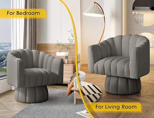 Mid-Century Modern Swivel Accent Chair in Grey