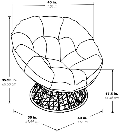 Wicker Papasan Chair with 360° Swivel, Brown