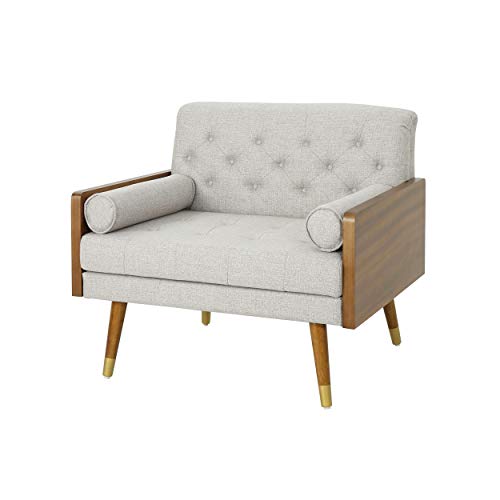 Mid Century Modern Beige Fabric Club Chair