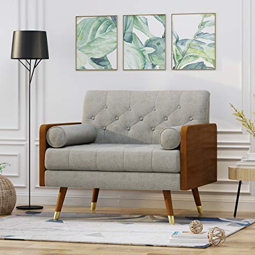 Mid Century Modern Beige Fabric Club Chair