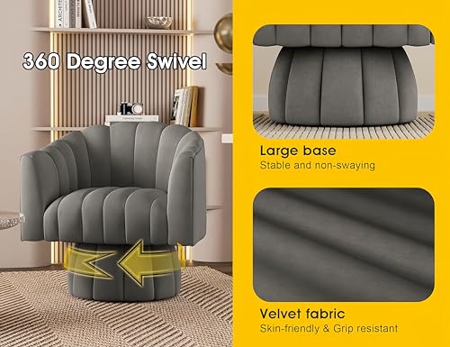 Mid-Century Modern Swivel Accent Chair in Grey