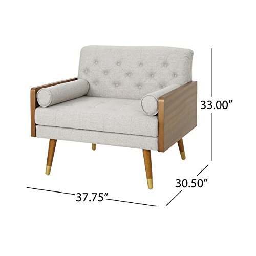 Mid Century Modern Beige Fabric Club Chair