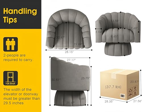 Mid-Century Modern Swivel Accent Chair in Grey