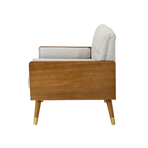 Mid Century Modern Beige Fabric Club Chair