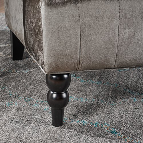 High-Back Grey Velvet Club Chair by Christopher Knight