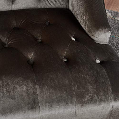 High-Back Grey Velvet Club Chair by Christopher Knight