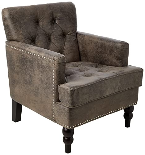 Medford Brown Tufted Accent Chair with Nailheads