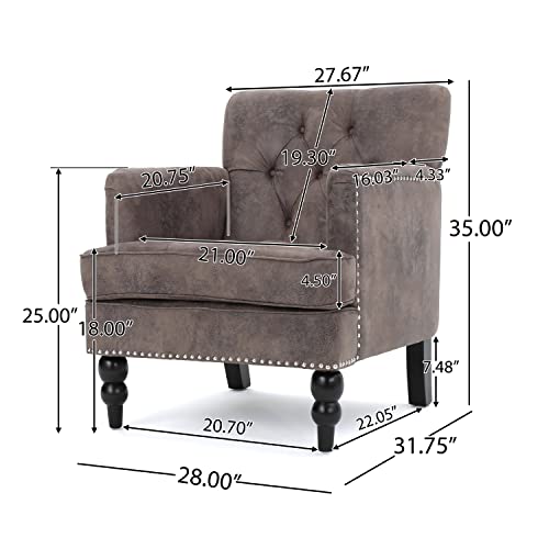 Medford Brown Tufted Accent Chair with Nailheads