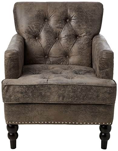 Medford Brown Tufted Accent Chair with Nailheads