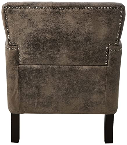 Medford Brown Tufted Accent Chair with Nailheads