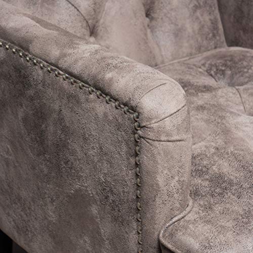 Medford Brown Tufted Accent Chair with Nailheads
