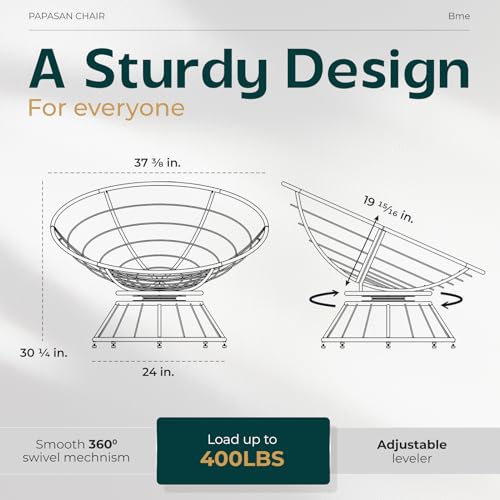 Ergonomic 40" Wicker Papasan Chair with Cushion
