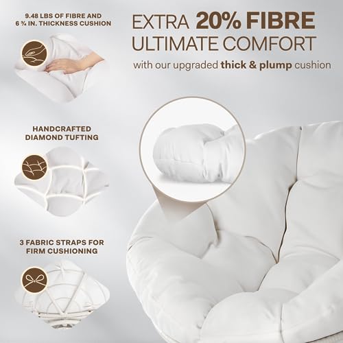 Ergonomic 40" Wicker Papasan Chair with Cushion