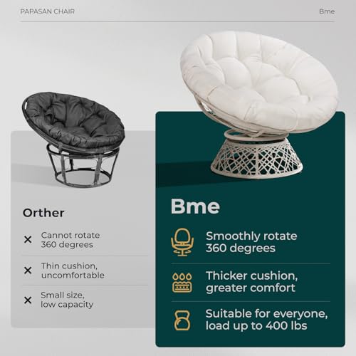 Ergonomic 40" Wicker Papasan Chair with Cushion