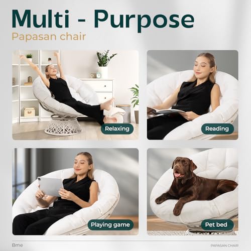 Ergonomic 40" Wicker Papasan Chair with Cushion