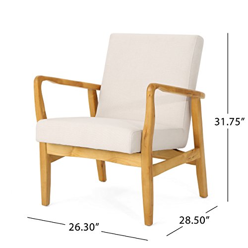 Ivory Mid Century Modern Fabric Arm Chair