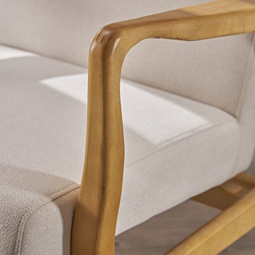 Ivory Mid Century Modern Fabric Arm Chair