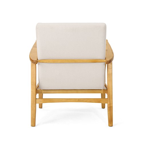 Ivory Mid Century Modern Fabric Arm Chair