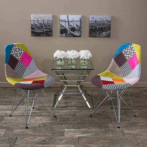 Patchwork Fabric Chair with Chrome Legs