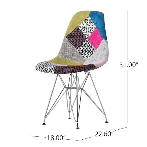 Patchwork Fabric Chair with Chrome Legs