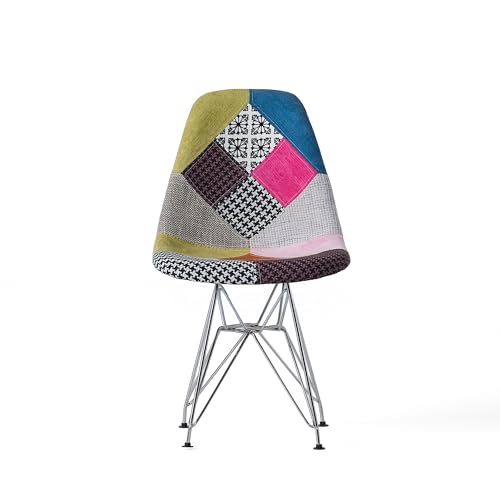 Patchwork Fabric Chair with Chrome Legs