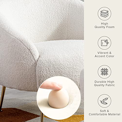 Mid-Century Modern White Accent Chair & Ottoman