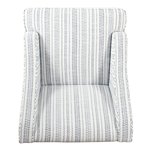 Blue and White Striped Velvet Accent Chair