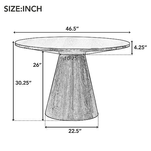 46.5" Modern Round Dining Table for 4-6, Black Wood