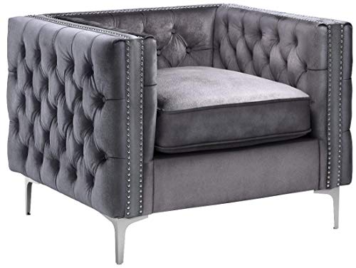 Giovanni Modern Velvet Club Chair with Nail Heads