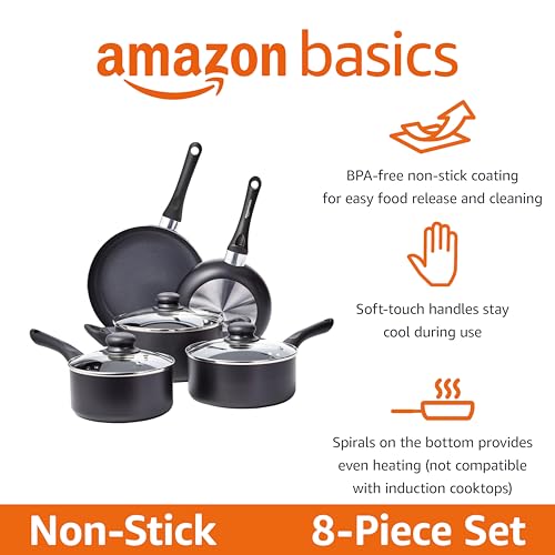 Non-Stick Cookware 8-Piece Set, Pots and Pans