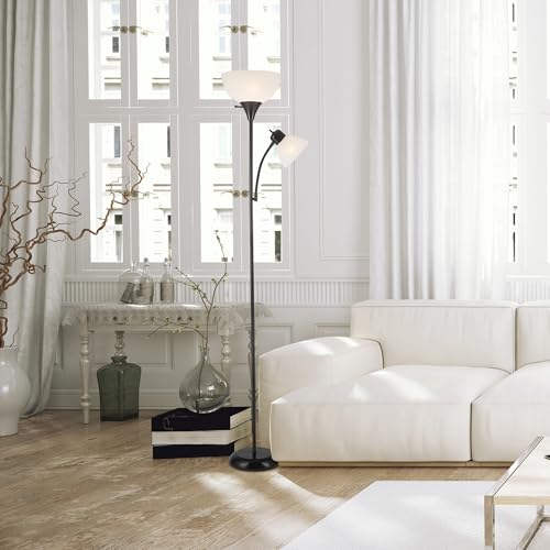 Matte Black Floor Lamp with Adjustable Reading Light