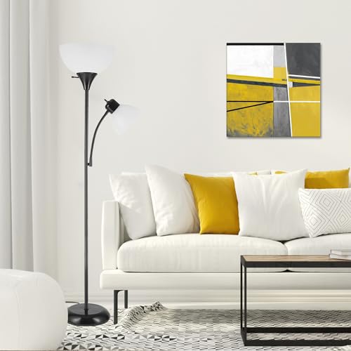 Matte Black Floor Lamp with Adjustable Reading Light