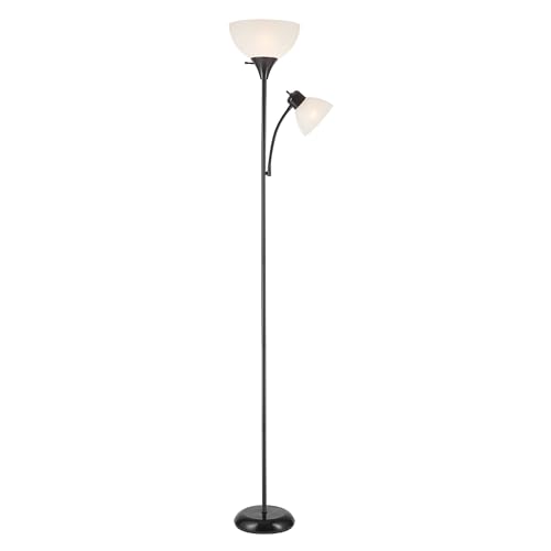 Matte Black Floor Lamp with Adjustable Reading Light