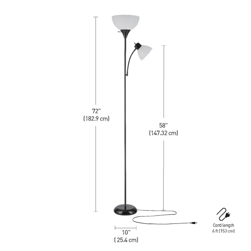 Matte Black Floor Lamp with Adjustable Reading Light