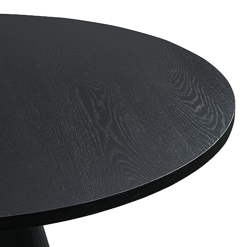 46.5" Modern Round Dining Table for 4-6, Black Wood