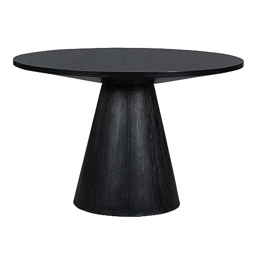 46.5" Modern Round Dining Table for 4-6, Black Wood