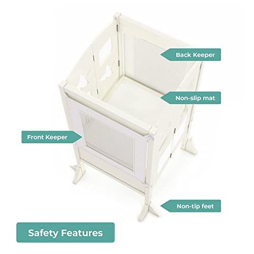 Adjustable Ivory Kitchen Helper Stool for Toddlers
