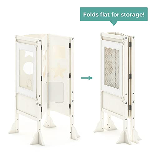 Adjustable Ivory Kitchen Helper Stool for Toddlers