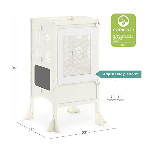Adjustable Ivory Kitchen Helper Stool for Toddlers