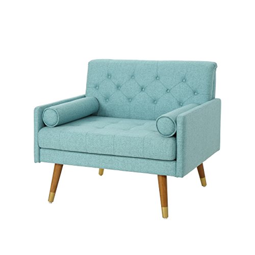 Mid-Century Modern Blue Fabric Club Chair