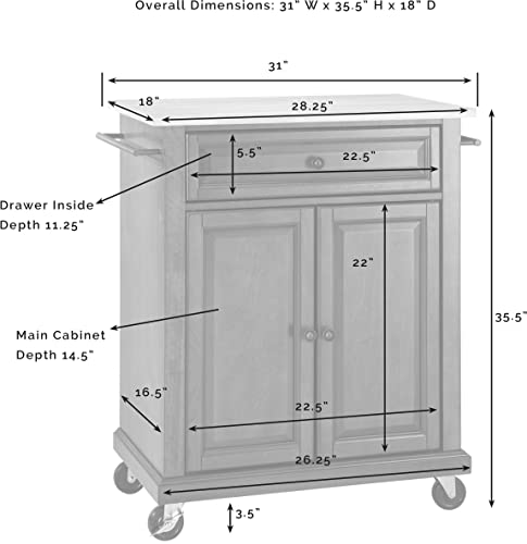 White Crosley Furniture Compact Kitchen Island with Natural Wood