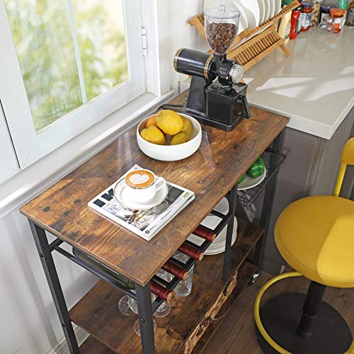 Industrial Style Kitchen Cart with Storage Shelves, Rustic Brown